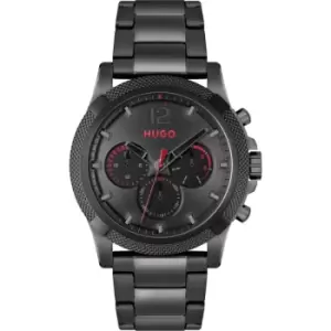 Gents HUGO #IMPRESSFORHIM Black IP Bracelet Watch