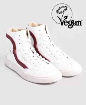 Superdry Mens Vegan Basket Lux Trainers White / White/Oxblood - Size: 11