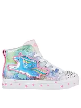 Skechers Girls Twi-Lites 2.0 Unicorn Galaxy Lighted Unicorn Hi-Top Lace Up Trainer, Pink, Size 11 Younger