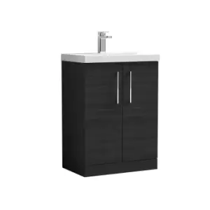 Nuie Arno 600mm Floor Standing 2 Door Vanity & Basin 1 Charcoal Black