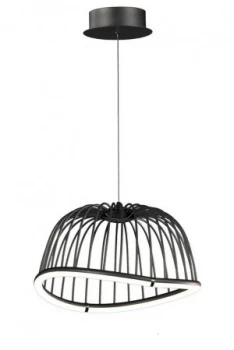 Caged Ceiling Pendant 41cm Round, 20W LED, 3000K, 1400lm, Black