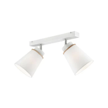 Agustino Twin Spotlight, Fabric Shade, White , 2x E27