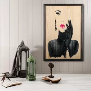 Woman Silhouette XL Multicolor Decorative Framed Wooden Painting
