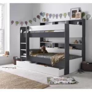 Oliver Grey and White Storage Bunk Bed With Drawer