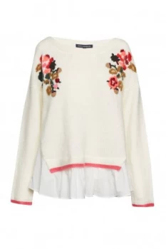 French Connection Vienna Knits Embroidered Jumper Winter White