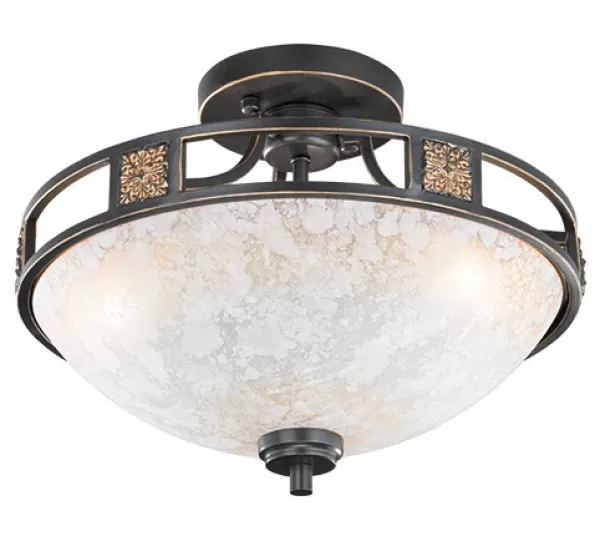 Quinta Authentic 3 Light Bowl Semi Flush Ceiling Light Rusty