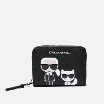 KARL LAGERFELD Womens K/Ikonik Sm Folded Zip Wallet - Black