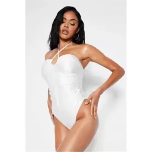 I Saw It First White Ruched Front Tie Swimsuit - White