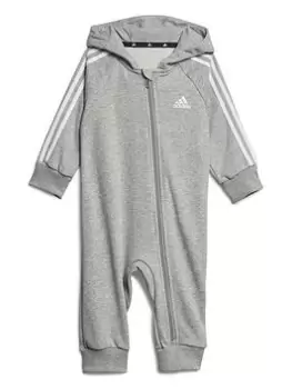 adidas Sportswear Infant 3 Stripe All-in-One - Grey, Size 6-9 Months