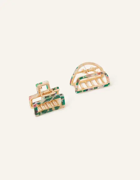 Accessorize Metal Resin Claw Clips Set of Two Green