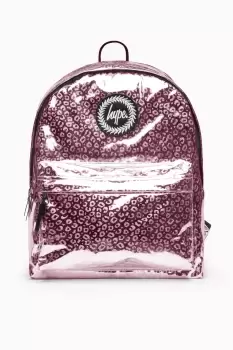 HYPE UNISEX Pink HOLOGRAPHIC LEOPARD CREST BACKPACK