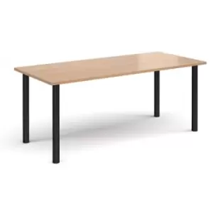 Rectangular Black radial leg meeting table 1800mm x 800mm - beech