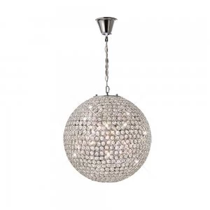 Globe Ceiling Pendant 7 Light Polished Chrome, Crystal