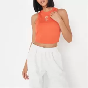 Missguided Embroidered Rib Racer Top - Orange