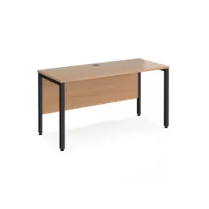 Office Desk 1400mm Rectangular Desk With Bench Leg Beech Tops With Black Frames 600mm Depth Maestro 25