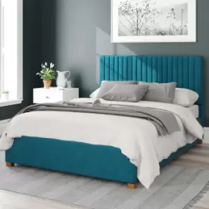 Aspire Grant Upholstered Ottoman Bed Velvet Teal Super King