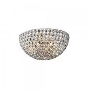 Circular Wall Lamp 2 Light Polished Chrome, Crystal