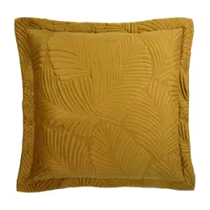 Palmeria Quilted Velvet Cushion Gold / 60 x 60cm / Polyester Filled