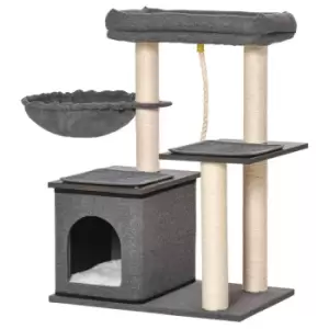 Pawhut Cat Tree With Sisal Scratching Post & Bed Condo - Dark Grey