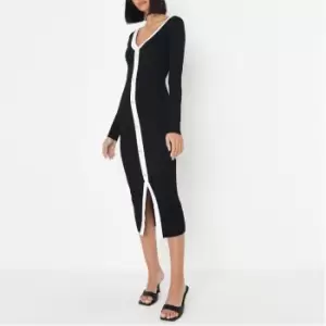 Missguided Button Through Knitted Cardi Dress - Black