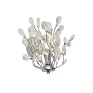 Bouquet 1 Light Chrome Wall Light, Crystal Glass