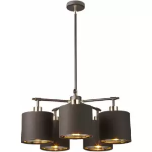 Loops - 5 Bulb Chandelier LIght Brown Highly Polished Brass LED E27 40W