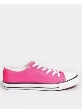 Yours Yours Wide Fit Canvas Low Trainer Bright Pink, Size 5, Women