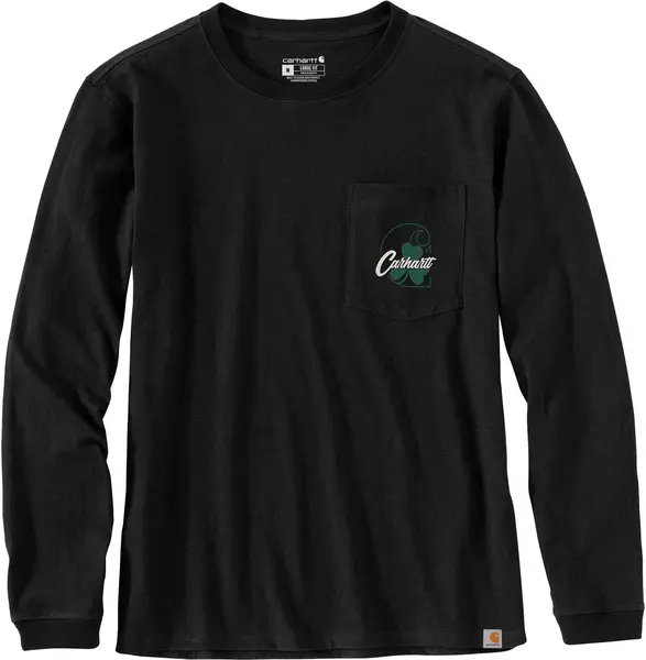 Carhartt Loose Fit Shamrock Graphic Ladies Long Sleeve Shirt, black, Size M for Women