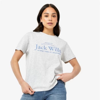 Jack Wills Forstal Boyfriend Logo T-Shirt - Lt Ash Marl