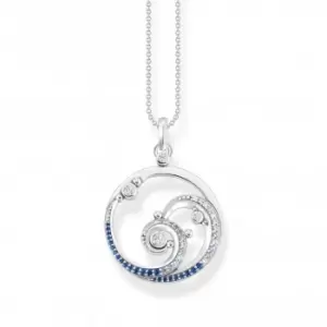 Sterling Silver Wave Blue Stones Necklace KE2143-644-1-L45V