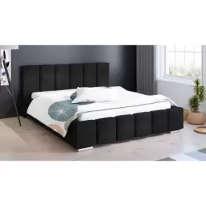 Envisage Trade - Lemela Upholstered Beds - Plush Velvet, Super King Size Frame, Black - Black