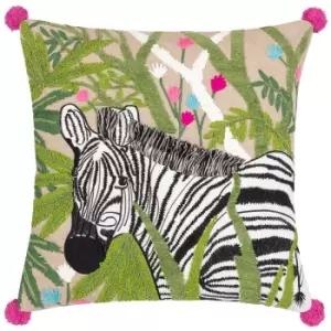 Zedra Embroidered Cushion Multicolour, Multicolour / 50 x 50cm / Polyester Filled