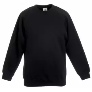 Fruit Of The Loom Childrens Unisex Raglan Sleeve Sweatshirt (Pack of 2) (3-4) (Black)