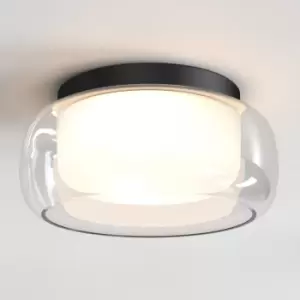 Aquina Bathroom 36cm Ceiling Light Matt Black with Glass Shade