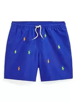 Ralph Lauren Boys Swim Shorts - Rugby Royal, Blue, Size Age: 6-7 Years=S