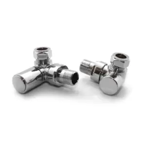 Towelrads Corner Round Radiator Valve, Manual Valve and Lockshield - Chrome