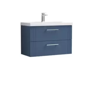 Nuie Deco 800mm Wall Hung 2 Drawer Vanity & Basin 1 - Satin Blue