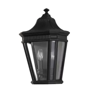 Outdoor IP44 2 Bulb Half Lantern Wall Light Black LED E14 60W