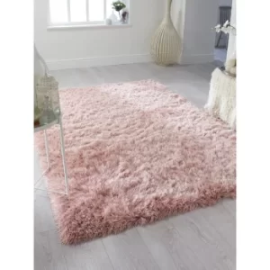 Dazzle Modern Thick Silky Shiny Yarn Shaggy Rug in 60x110cm (2'x3'7''), Blush Pink