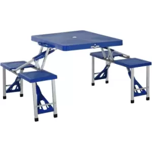 Outsunny - Folding Portable Picnic Table Chair Set Camping Hiking BBQ Party - Blue