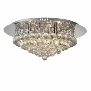 Nielsen Matese Crystal 6 Light Ceiling Light, Modern Chandelier With Crystal Droplets, Chrome Finish