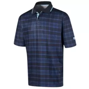 ISLAND GREEN PLAID PRINT POLO SHIRT NAVY/DARK Blue 2X-Large