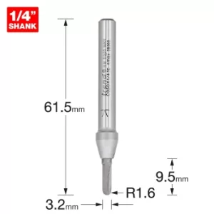 Trend CRAFTPRO Radius Router Cutter 3.2mm 9.5mm 1/4"