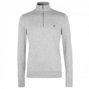 Original Penguin Quarter Zip Knit Jumper - Grey 080