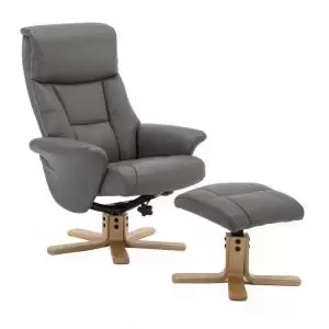 Montreal Recliner Grey PU with Swivel Recline Function Stylish Natural