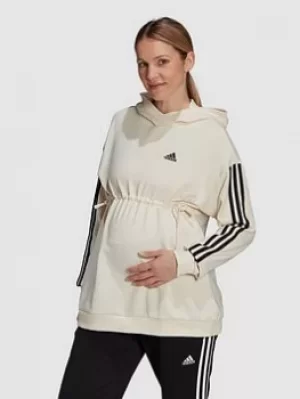 adidas Essentials Maternity Hoodie, Off White/Black, Size XL, Women