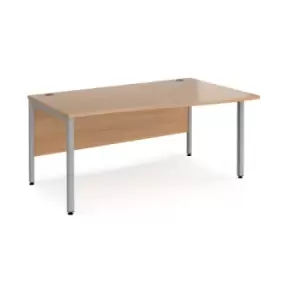 Office Desk Right Hand Wave Desk 1600mm Beech Top With Silver Frame Maestro 25 MB16WRSB