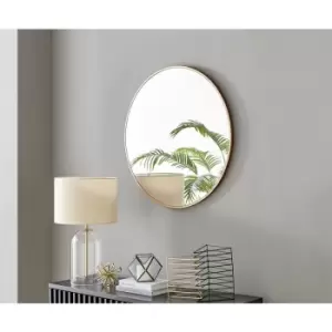 Furniturebox Emma 80cm Round Art Deco Copper Frame Wall Mirror Hallway Living Room Dining Room Bedroom