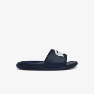 Lacoste Mens Croco Dualiste Synthetic Slides Size 7 UK Navy & White