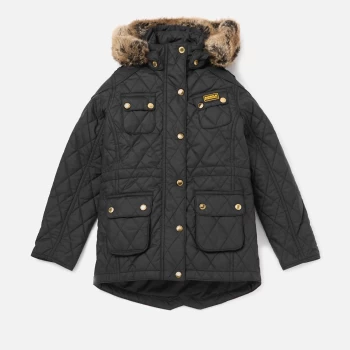 Barbour Girls International Enduro Quilt Jacket - Black - M/8-9 years